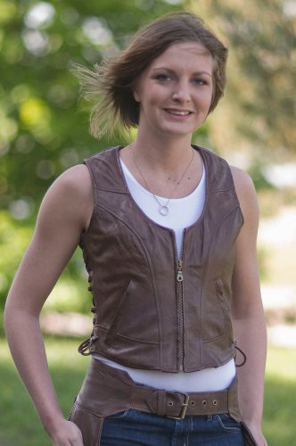 Womens Side Lace Lambskin Leather Vest