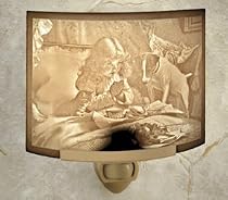 Suspense Child & Puppy Lithophane Porcelain Curved Night Light