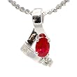 14K White Gold Ruby and Diamond Pendant