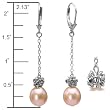 Isabella Rose 9-10mm Pearl Dangle Silver Earrings, Peach Pink
