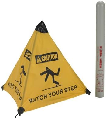 Handy Cone 17177I Watch Your Step English 18" Yellow Cone w/Grey Storage Tube