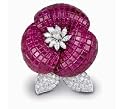 Ruby Invisible Set & Diamond Unique Pin 53.47CTW 18K White Gold