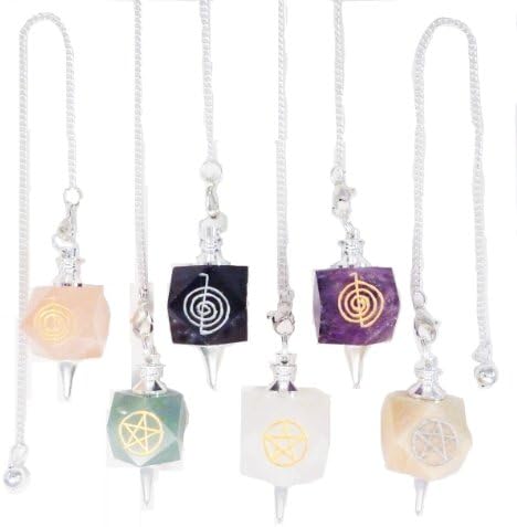 Reiki Hexagon Shaped Engraved Symbols Healing Stones Set 6 Piece