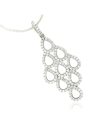 Ryssa925 Micropave Series - Sterling 925 Silver Sworovski Cubic Cirzonia (CZ) Raindrop Pendant (Incl Sterling 925 Silver Chain Shown)