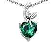1.95 cttw 925 Sterling Silver 14K White Gold Plated Created Heart Shaped Emerald Pendant