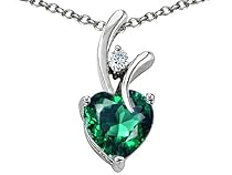 1.95 cttw 925 Sterling Silver 14K White Gold Plated Created Heart Shaped Emerald Pendant - Gold Plated Silver