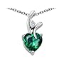 1.95 cttw 925 Sterling Silver 14K White Gold Plated Created Heart Shaped Emerald Pendant