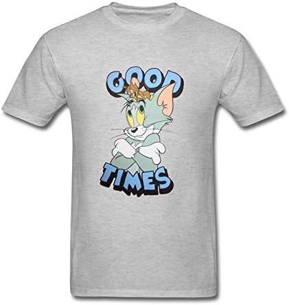 LKABGNT Mens Printed Tom and Jerry Good Time Tshirt Crew Neck Grey XXL
