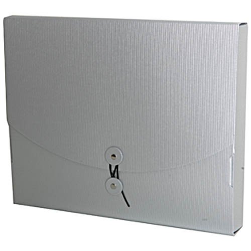 Medium Wide Silver Ribbed Kraft Button & String Portfolios (9 1/2 x 12 x 1 1/2) - Sold individually
