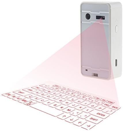 ANATEK Portable Virtual Laser Projection Keyboard Bluetooth Wireless Touchpad Full Size Keypad with Built-in Speaker for Apple iPad iPhone iOS Android Tablet, White