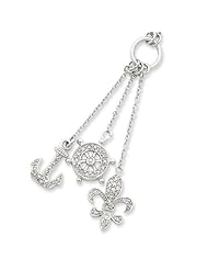 Sterling Silver 17in Nautical CZ Drop Necklace.
