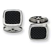 Black Carbon Fiber Polished Stainless Steel Cuff Links