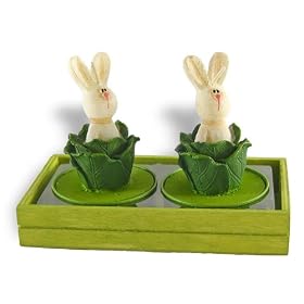 Lot de 2 Bougies de F�te Lapins dans Chou