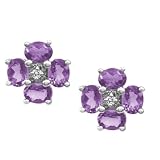 14k White Gold Amethyst Floral Earring