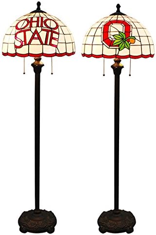 Traditions Artglass OSU520T 2 Light Ohio State Collegiate Tiffany Floor Lamp, Antique Golden Sand