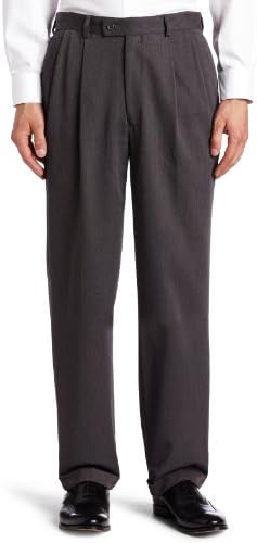 Louis Raphael Men's Poly Rayon Gabardine Solid Pleated Dress Pant