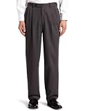 Louis Raphael Men's Poly Rayon Gabardine Solid Pleated Dress Pant
