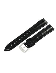Black - 22mm Classic Croco Grain Watch Band Strap Fits Philip Stein Chronograph Watches