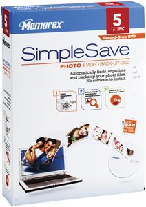 Memorex SimpleSave Photo & Video Back-Up Disc - 5 Pack