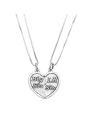 Sterling Silver One Sided Big Sis Lil Sis Heart Necklace