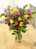 Monet's Garden Bouquet, Eco-Friendly - Pink and Yellow Rose and Pink Hypericum Bouquet