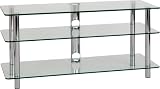 Optimum Vision Tv1100 3 Shelf Television Stand Polished Chrome Rods With Clear Glass