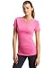 adidas Women's Ultimate Workout Short-Sleeve V-Neck Top, Bloom Heather/ Reflective Silver, Medium