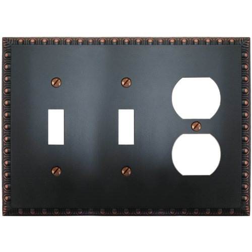 Amertac 90TTDVB Egg & Dart Aged Bronze Cast Wall Plate, 2 Toggle/1 Duplex