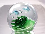 Murano Design Hand Blown Glass Art Twins Dolphin Crystal Paperweight