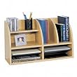 Safco Radius Front Desktop Organizer, 12 Compartments, 15 1/4 x 26 x 9 5/8 Inches, Medium Oak (SAF9417MO)