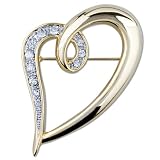 Golden Crystal Open Heart Brooch