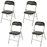 Oxid7 4er Set Klappstuhl, Klappstühle, Stühle, Stuhlset, Campingstuhl in Schwarz mit PVC-Bezug - 4 Stück -