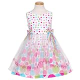 Bonnie Jean Pink Multi Color Dot Birthday Sheer Dress Girl 12M-6X