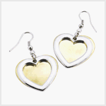 TWO TONE HEART EAR RINGS WOMENS LADIES JEWELRY GIFT
