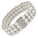 Triple Strand Cubic Zirconia Diamond Pearl Bracelet Bangle Heather Locklear