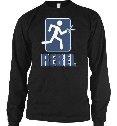 Rebel, Running With Scissors Mens Thermal Shirt, Funny Trendy Hot Mens Long Sleeve Thermal Shirt, Large, Black