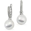18K Palladium White Gold Paspaley South Sea Cultured Fine Drop Pearl and Diamond Earrings
