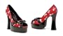 5 Inch Chunky Heel Pump Women'S Size Shoe With Satin Skull Print And Peep Toe (Black/Red-8)