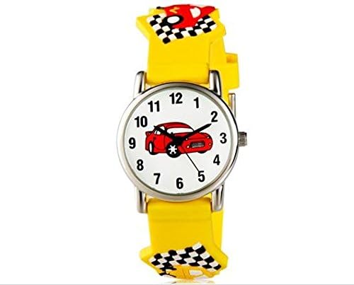 Ppmart Willis for Mini Car Print Children's Round Dial Analog Wrist Watch with Sillicone Band
