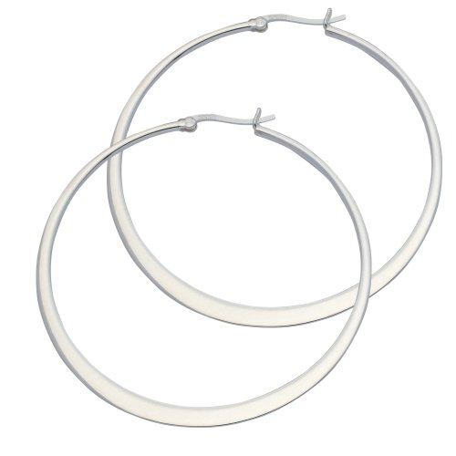 Silver 55Mm Round Flat Hoop Creole Earrings