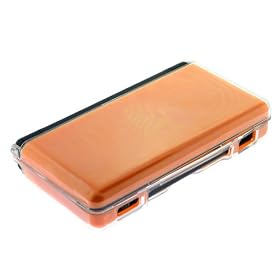Durable Hard Crystal Clear Cover Case with Orange Silicone Skin for Nintendo NDS DS Lite