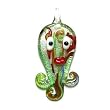 Sea Green Octopus Glass Foil Pendant with Organza Choke