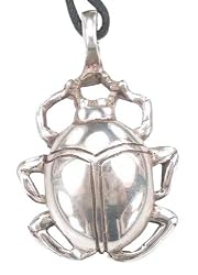 Egyptian Scarab Beetle Pewter Pendant Necklace