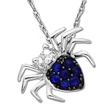 14k White Gold Sapphire and Diamond Spider Pendant, 18