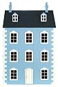 DOLLS HOUSE/ WOODEN/ THE DARTMOUTH/ BLUE/ GEORGIAN/ NEW