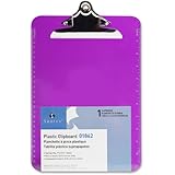 S.P. Richards Company Transparent Plastic Clipboard, 9 x 12-1/2 Inches, Violet (SPR01862)