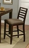 Set of 2 24"H Counter Height Barstool with Taupe Upholstered Seat in Dark W ....