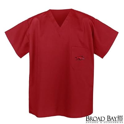 University of Arkansas Scrubs Top Shirt-Size LG- Arkansas Razorbacks For HIM or HER -Officially Licensed NCAA College Logo Apparel For HIM or HER - SEARCH BROAD BAY SCRUB FOR OTHER College Logo Apparel Unique GIFT Ideas for Man Men Woman Women Ladies Nur
