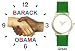 Black & White Handshake - Barack Obama - President Barack Obama Commemorative - WATCHBUDDY&reg; DELUXE TWO-TONE THEME WATCH - Arabic Numbers - Green Leather Strap-Size-Large ( Men's Size or Jumbo Women's Size )