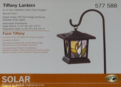 Hampton Bay Solar Tiffany Lantern Outdoor Garden / Landscape Light, Bronze Finish